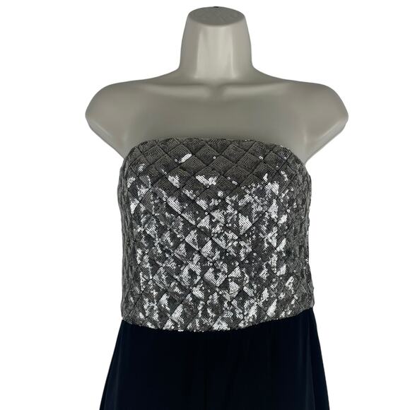 Mango MNG Strapless Sequin Quilted One Piece Jumpsuit Gold Black Size S - Picture 5 of 11